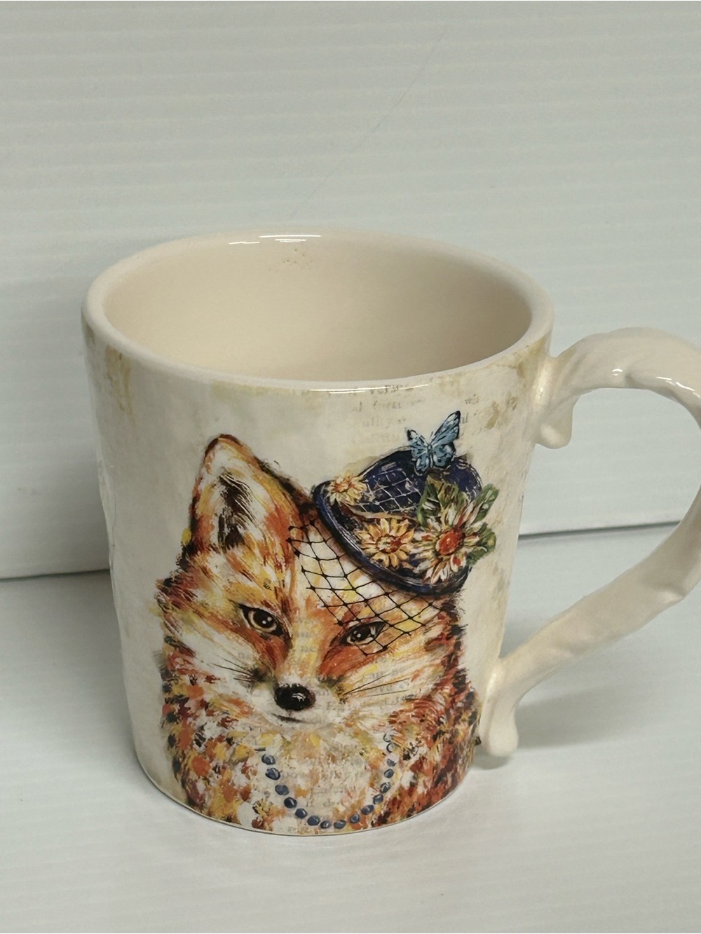 Pier 1 Fox Coffee Tea Foxy Lady Graphic Fancy Fun Fox Tail Handle